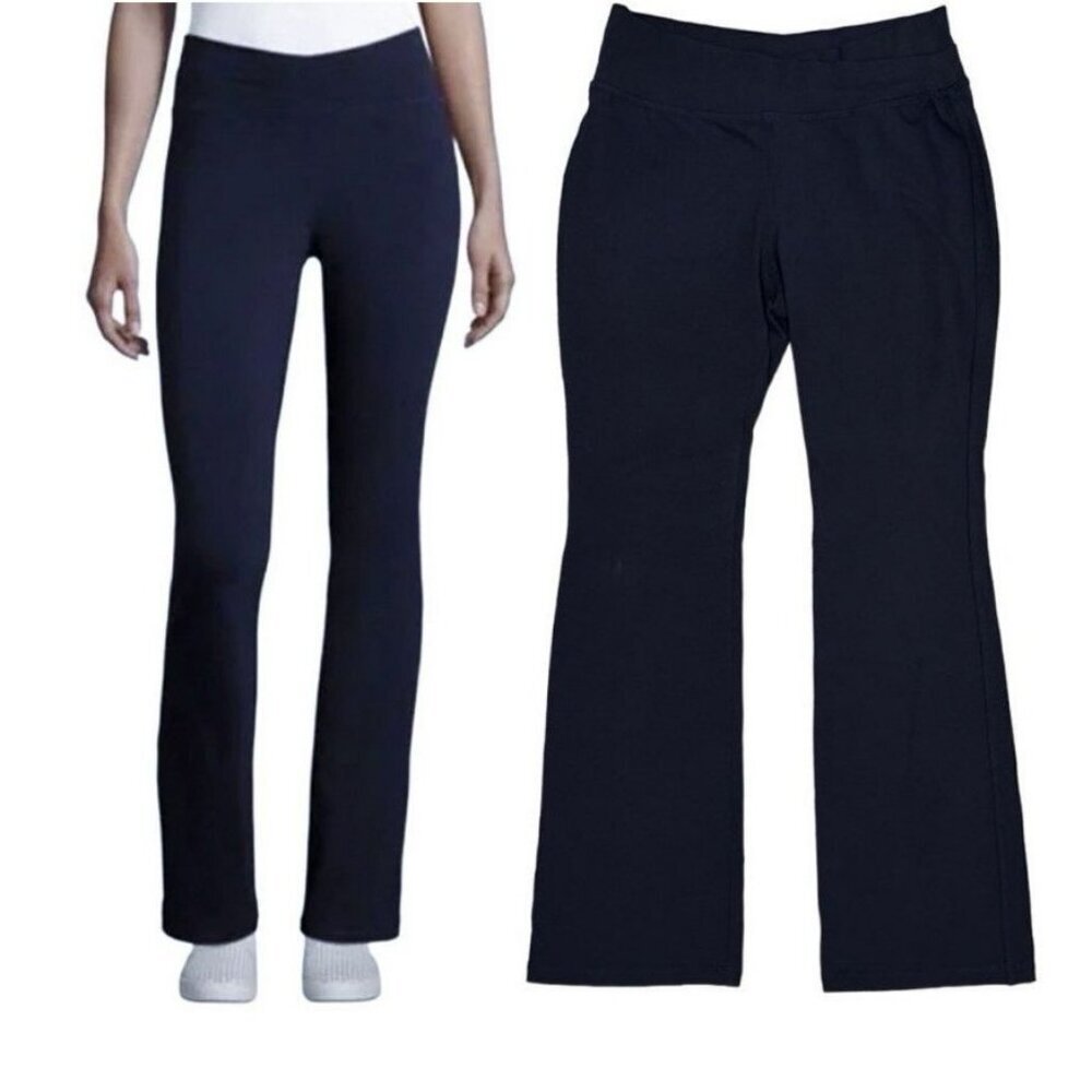 Eileen Fisher Pants Womens M Navy Blue Slim Pull On Stretch Crepe Bootcut 33”